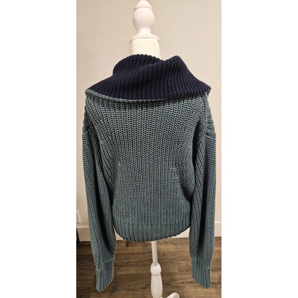 Athleta Women’s Medium Green Cotton Blend Pullover Sweater Half Zip Knit - Picture 3 of 6